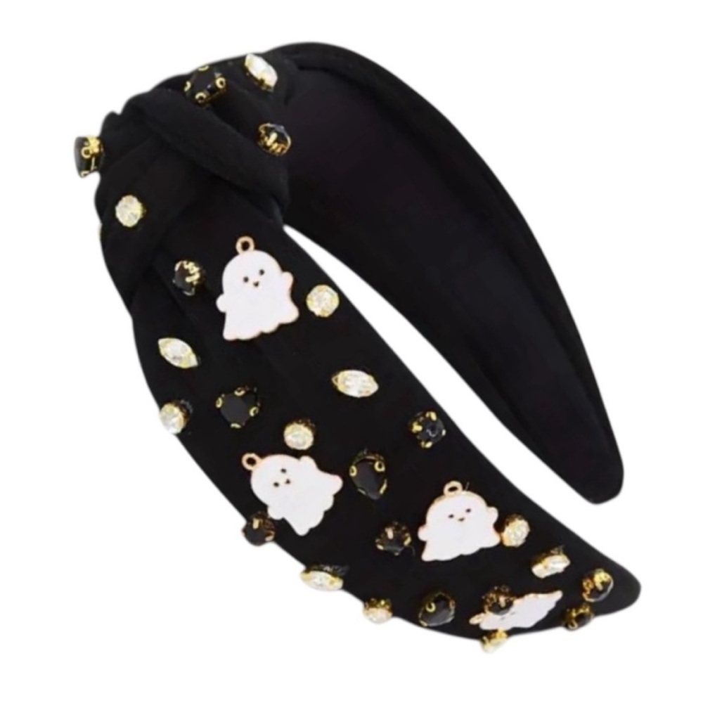 Black Ghost and Rhinestone Embellished Headband